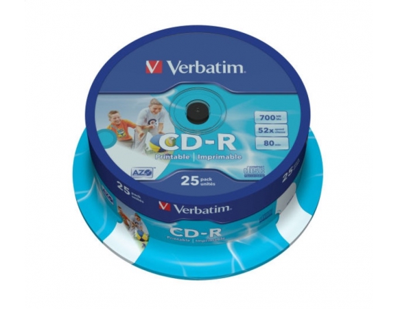 Verbatim CD-R 700MB Azo Printable CakeBox25