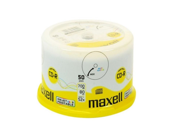 Maxell CD-R 700MB Printable Full Face CakeBox 50