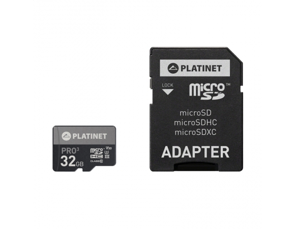 MicroSDHC Platinet Secure Digital + Adapter SD 32GB Class 10 UIII 90MB/s
