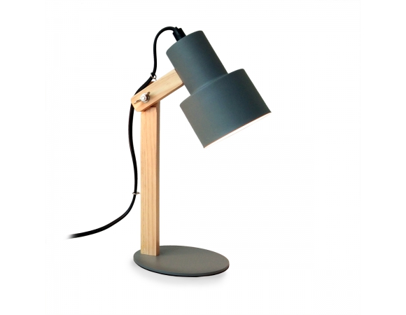 Desk Lamp Platinet 25W E27 Metal + Wood 1,5M White Cable Grey