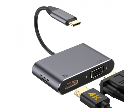 Multimedia Adapter Platinet Type-C to  HDMI 4K & VGA Port