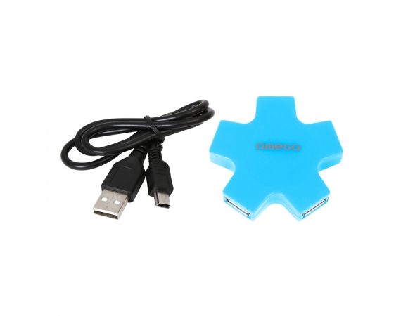HUB Omega USB 2.0 4 Port Star Blue