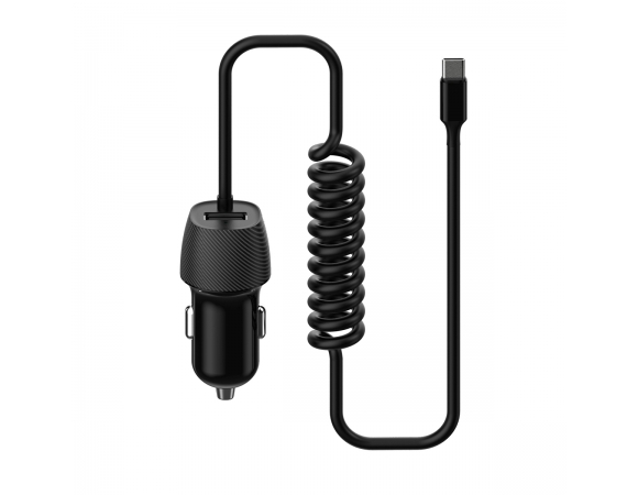 Car Charger Platinet Spiral 3.4A USB + TYPE-C CABLE