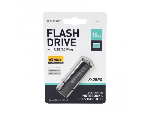 USB Platinet Flash Drive 3.0 X-Depo 16 GB Black