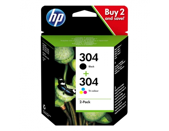 HP 304 Πακέτο 2 Μελανιών Εκτυπωτή InkJet Πολλαπλό (Color) / Μαύρο (3JB05AE)