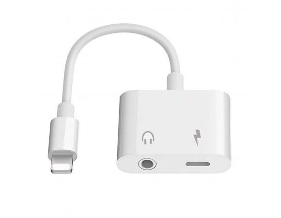 Adapter Platinet Lightning to AUX With Charging White