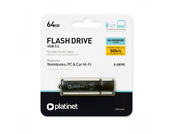 Flash Drive Platinet USB 3.2 X-Depo 64GB Black