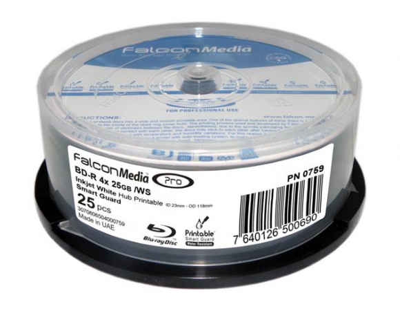 FalconMedia PRO Blu-Ray 4x 25GB Printable-Glossy-Watershield