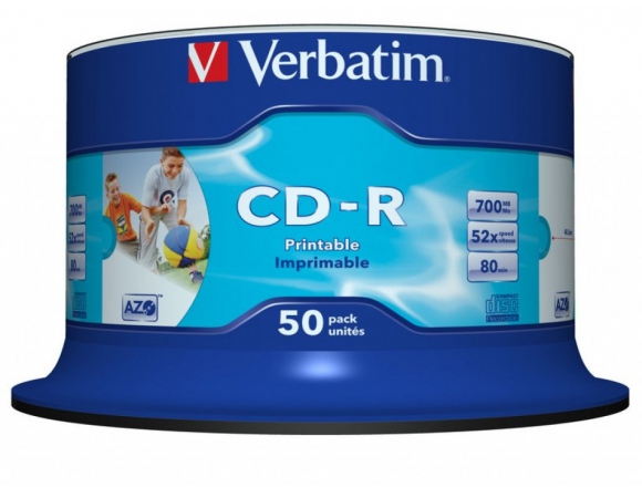 Verbatim CD-R 700MB Azo Printable CakeBox 50